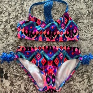 Two bikini style swim suits girls size S 6-6x from target